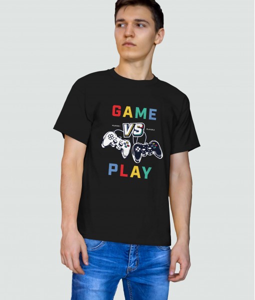 Мъжка тениска с щампа Текст и надписи Game vs play - TShirtArtShop.com